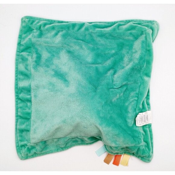 Modern Baby Triceratops Dinosaur Rattle Green Lovey Security Blanket Mirror - Picture 4 of 5